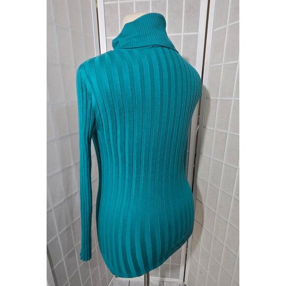 Ashley Stewart Women Teal Ribbed Knit Turtleneck Sweater Shirt Plus Size: 10/12 - Picture 5 of 6